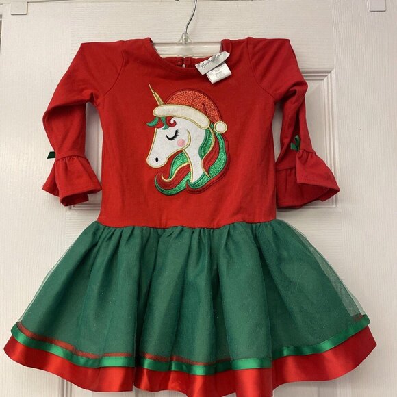 Emily Rose Other - Emily Rose Christmas/ Holiday Unicorn Fluffy Dress. Size 2T. Party Ribbons
